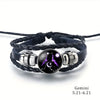 Vintage 12 Zodiac Sign Leather Bracelet Sporty Constellation Glass Snap Button Bracelets For Men Women - Image 9
