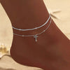 Simple Temperament Sparkling Anklet for Women Bohemia Cross Heart Pendant Adjustable Chain Anklet Niche Design Jewelry Gifts - Image 4
