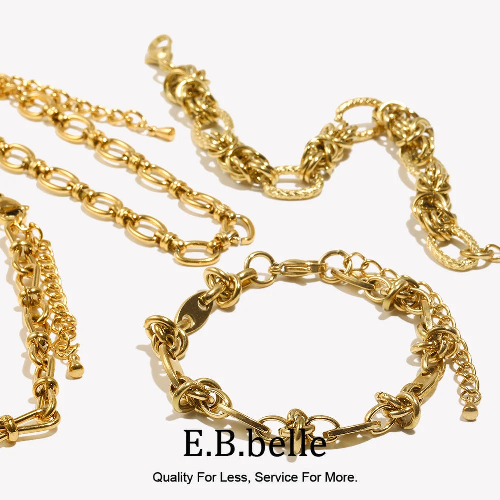 4/6/8/10mm Multisize Stainless Steel Chain Bowtie Rhombus Geometric Women Jewelry Gold Plated Bracelet - Image 1