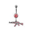 Belly Button Rings Gun Dangle Navel Ring Clear Gem Belly Button Ring Body Piercing Jewelry Belly Piercing for Women - Image 16