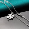 Silver Four-Leaf Clover Pendant Necklace 16-30 Inch Chain For Woman Wedding Charm Jewelry - Image 5