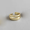 Silver Elegant Twist Two Circle Rings for Women Couple Simple Geometric Handmade Jewelry Adjustable - Image 2