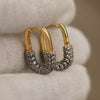 Full Crystal Geometric Stud Earrings for Women Jewelry Zirconia Letter Earrings Party Accessories - Image 5
