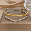 Minimalist Two Tone Multi Layer Bangle Stainless Steel Gold Color Wrist Band Hammered Open Cuff Bracelet For Women Jewelry - Image 9