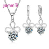 Silver Crystal Pendant Necklace Earrings Jewelry Set For Women Girls Wedding Engagement Jewelry - Image 9
