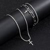Sparkling Silver Gypsophila Necklace Bracelet Set For Women Zircon Cross Pendant Three Piece Jewelry Set - Image 4