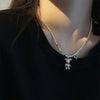Rainbow Round Bead Teddy Bear Necklace Silver Sweater Chain Collarbone Chain Multifunctional Jewelry - Image 4