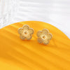 Stainless Steel Golden Plum Blossom Five Leaf Flower Stud Earrings For Women Clover Jewelry Gift - Image 4