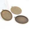 5pcs 30x40mm Inner Size Antique Silver Plated Bronze And Black Simple Style Cabochon Base Setting Pendant - Image 2