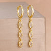 2PCS Cubic Zirconia Dangle Earring For Women Cute Gold Plated Long Chain Water Drop Earring Bridal Wedding Party Gifts - Image 1