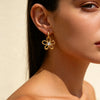 Gold Plated Five-petal Flower Wine Red Lacquered Earrings for Women Enamel Flower Ear Jewelry Holiday Party Gifts - Image 5