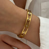 Stainless Steel Cuff Bracelets For Women Gold Plated Evil Eye Zircon Wavy Shell Flower Open Bangle Jewelry - Image 3