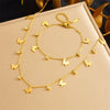 316L Stainless Steel Golden Snowflake Butterfly Crown Key Lightning Zircon Necklace Bracelet Set Jewelry Sets Gift - Image 11