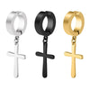 1 pair Punk Stainless Steel Cross Stars Pendant Ear Clip No Piercing Earrings For Women Hiphop No ear hole Men Jewelry - Image 6