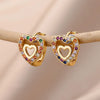 Hollow Zircon Heart Earrings For Women Stainless Steel Gold Color Heart Earring Wedding Couple Jewelry Gift - Image 2
