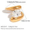 Statement Stainless Steel Delicate Shiny Cubic Zirconia Ring For Women Gold Pvd Plated Finger Jewelry Gift - Image 34