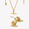 Polished Stainless Steel Jewelry OT Bar Charm Chunky Hoop Earrings Gold Plated Jewelry For Woman - Image 3