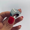 Punk Checkered Texture Ring Simple Square Ring Classic Jewelry For Women - Image 2
