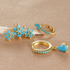 3PCS Flower Pendant Stainless Steel Earrings Set for Women Blue Zircon Water Drop Hoop Earring Aesthetic Piercing Jewelry Gifts - Image 4
