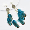 Bohemian Feather Earrings For Women Vintage Retro Ethnic Hollow Geometric Round Handmade Chain Long Earings Indian Party Jewelry - Image 4