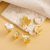 6pcs/Set Vintage Metal Flower Ring Set for Women Punk Elegant Baroque Faux Pearl Knuckle Rings Daily Wear Party Holiday Gifts - Image 5