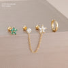 Three-Piece Floral Stud Earring Set with Linked Details - Image 9
