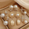 6/10/12 Pcs Simulated Pearl Round Square Stud Earrings Small French Elegant Daity Ear Studs for Women Daily Jewelry Sets F - Image 13