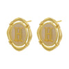 Enamel A-Z 26 Initial Letter Stud Earrings for Women Vintage Gold Plated Hollow Alphabet Oval Earrings Charm Jewelry - Image 13