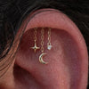 Silver 1Piece Star/Moon Charms Piercing Earrings For Women Long Tassel Pendant Chain Party Jewelry Gifts - Image 3