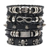 1Set Black Punk Skull Star Shaped Alloy Pu Leather Bracelet - Image 4