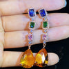 Simple and Elegant Square Cubic Zirconia Earrings Bling Yellow CZ Dangle Women Wedding Engagement Jewelry - Image 23