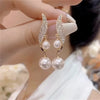 Classic Elegant Imitation Double Pearl Dangle Earrings For Women Crystal Long Tassel Drop Earring Wedding Jewelry Gifts - Image 1