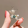 Cubic Zircon Pearl Elk Deer Brooch Pins For Women Men Christmas Animal Year Gift Jewelry - Image 1