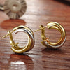 Metallic Two-tone Style Hoop Earrings Female Daily Wearable Cross Design Jewelry Chic Low-key Accessories for Daily Life - Image 4