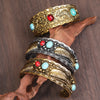 Alloy Oval Turquoise Bracelet Vintage Gold Silver Atmosphere Calm Men And Women Companion Open Bracelet Resale - Image 5