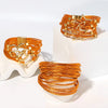 Chunky Orange Leather Bracelet for Women Geometric Heart Stars Braided Cuff Bangle Bracelets Jewelry Gifts - Image 6