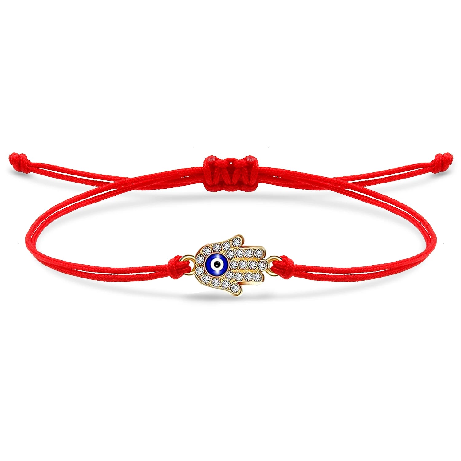 Zinc Alloy Hamsa Hand Of Fatima Blue Nazar Evil Eye Lucky Charm Bracelet Women Red Blue Grey String Handmade Chic Jewelry Gift - Image 1
