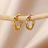 Stainless Steel Irregular Twist Earrings for Women Gold Color Round Hoop Earrings Jewelry Wedding Gifts - Image 2