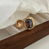 Retro Brown Rhinestone Crystal Ring Women's Geometric Square Open Rings Gold Plating Finger Jewelry Gifts - Image 5