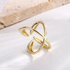 Silver Open Finger Ring Golden Clear CZ Square Droplet Geometric Punk For Women Jewelry Gift - Image 47