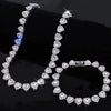 Shiny Heart Zircon Hip Hop Rock Tennis Chain Jewelry Set Bracelet Necklace Combo For Women Men - Image 2