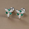 Tiny Green Crystal Stainless Steel Cartilage Stud Earrings 2 Pieces - Image 12