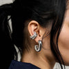 Double Layer Stainless Steel Ear Cuff with Clear Zircon Accents - Image 3
