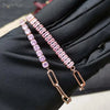 Pink Crystal Tennis Bracelets for Women Female Romantic Shiny Zirconia Adjustable Folding Buckle Chain on Hand Jewelry - Image 22