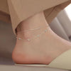 Silver Elegant Small Bead Snake Chain Double Layer Anklets Women Jewelry Gift Beach Multilayers Foot Chain - Image 6