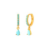 Multicolor Zircon Water Drop Small Hoop Earrings for Women Stainless Steel Pendant Piercing Earrings - Image 14
