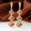 Rose Gold Color Birthstone Clip Earrings Blue Zircon Stone Long Dangle Wedding Jewelry For Women - Image 11