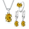 Silver Jewelry Sets For Women Ellipse Zircon Ring Necklace Earrings Accessories - Image 6