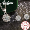 Silver Zirconia Pendant Necklace Earrings Set for Women Engagement Party Jewelry - Image 1
