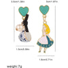 Carton Fairy Tale Princess Alice Asymmetry Earrings Imitation Pearl Blue Heart Dangle Earrings Cute Girls Enamel Earrings - Image 6